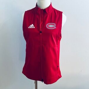 Adidas NHL Montreal Canadiens Vest Red Full Zip Softshell Fleece FT3313 Mens S